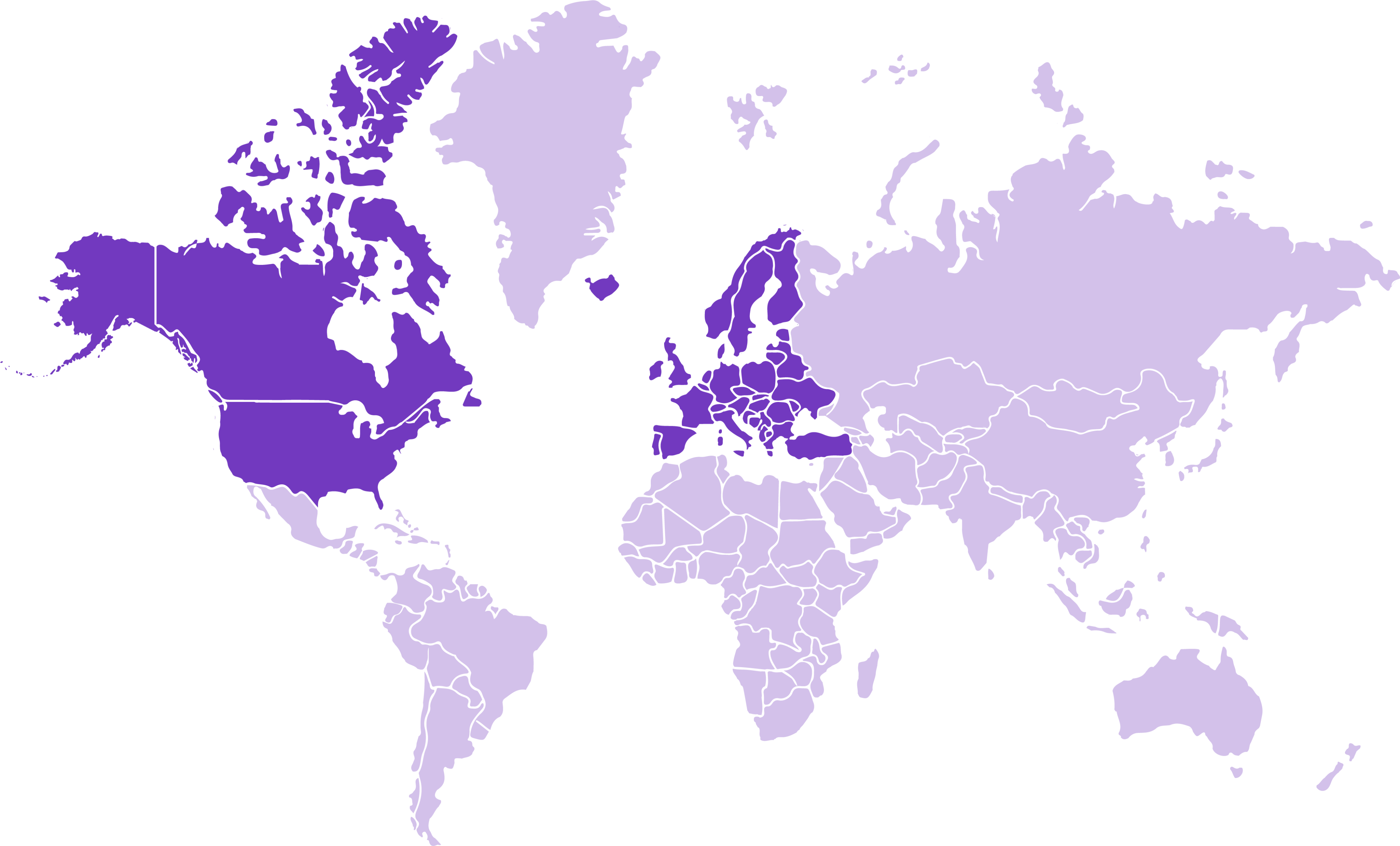 FCS Diagnostic Illustration World map highlighting North America (excluding Mexico, Central America and Greenland) and Europe (excluding Russia)